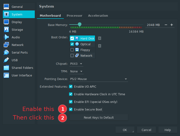 Enable Secure Boot in VirtualBox